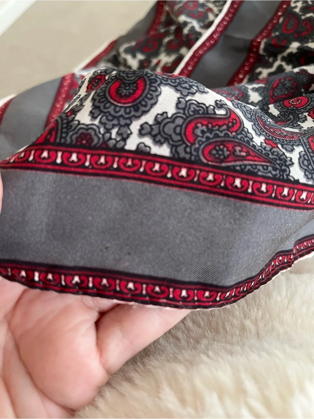 Gorgeous Silk Paisley Print Women's Scarf- Burgundy, Black & White!